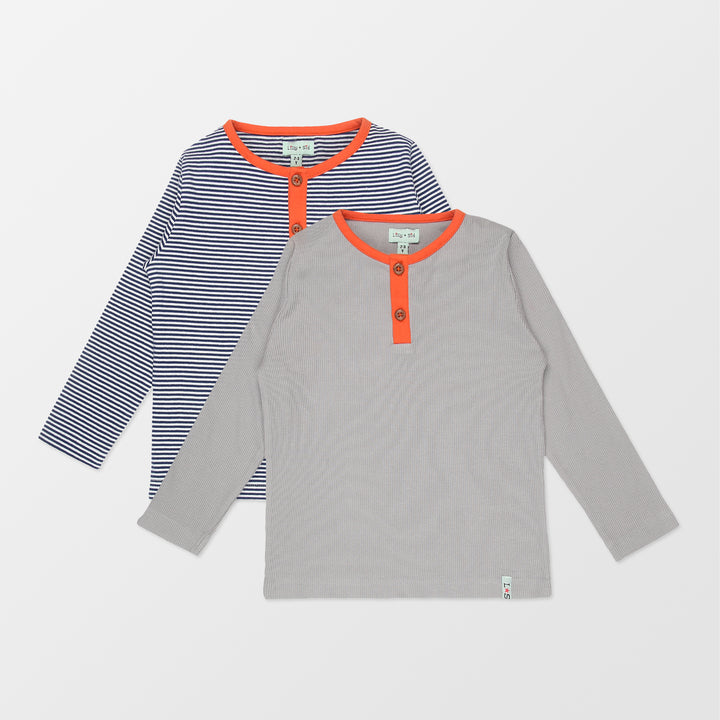 Organic cotton stripe kids top and plain grey kids top set