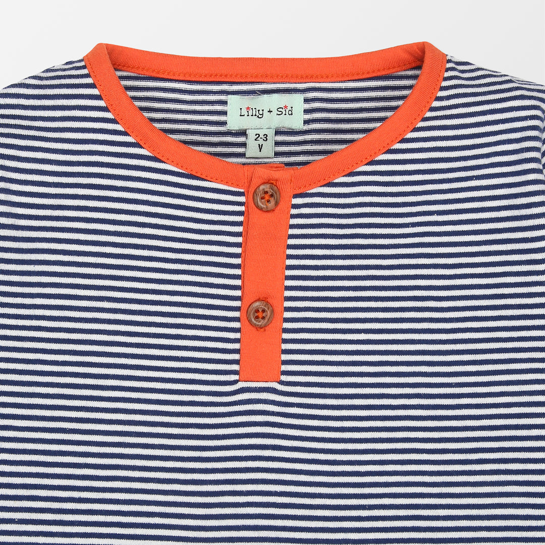 Organic cotton navy stripe kids top