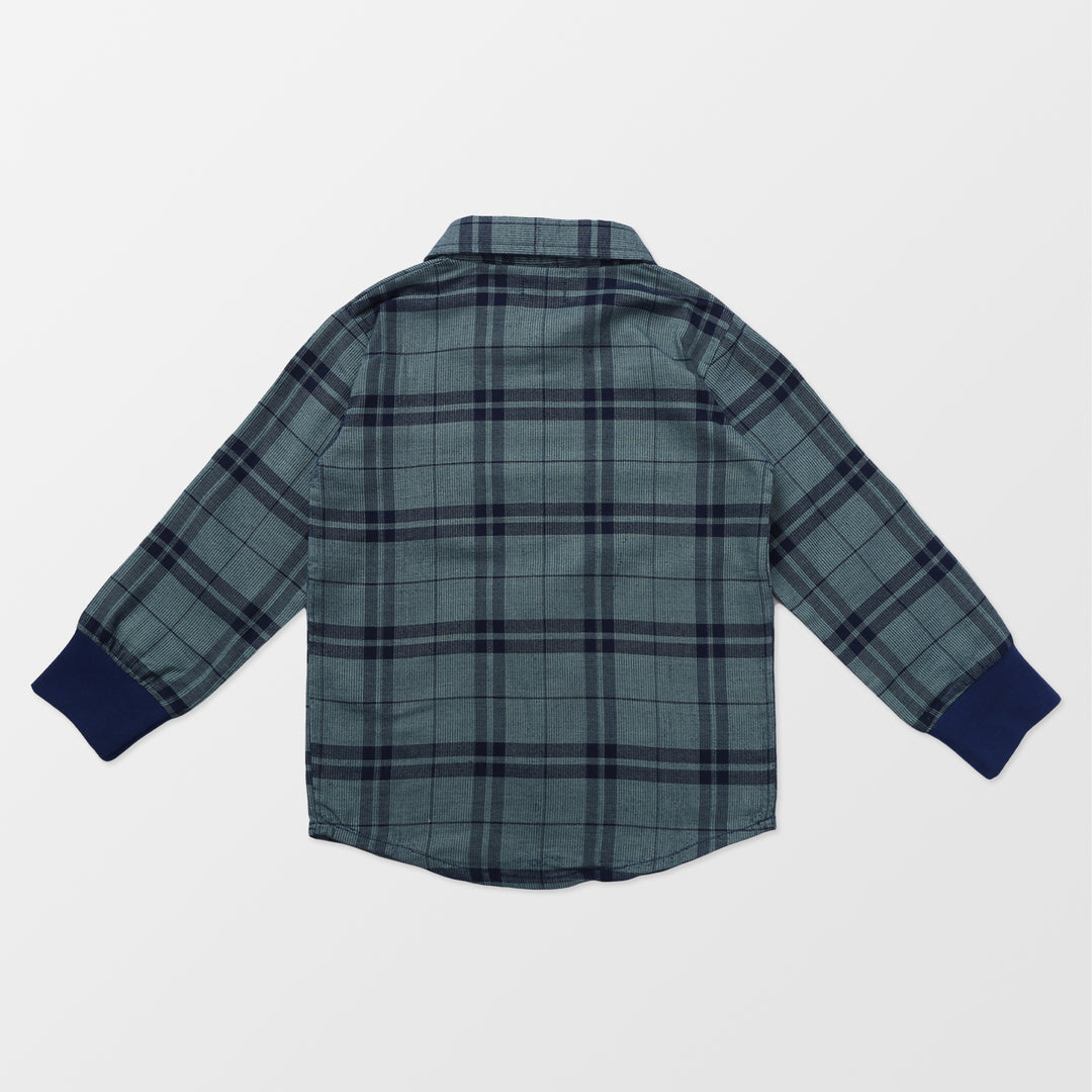 Green and navy check kids shirt