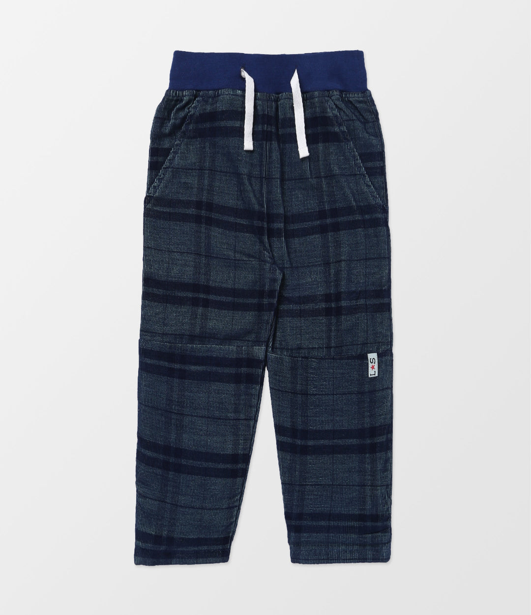 Organic woven check boys trousers