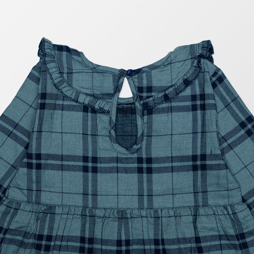 Eco-friendly woven check girls dress