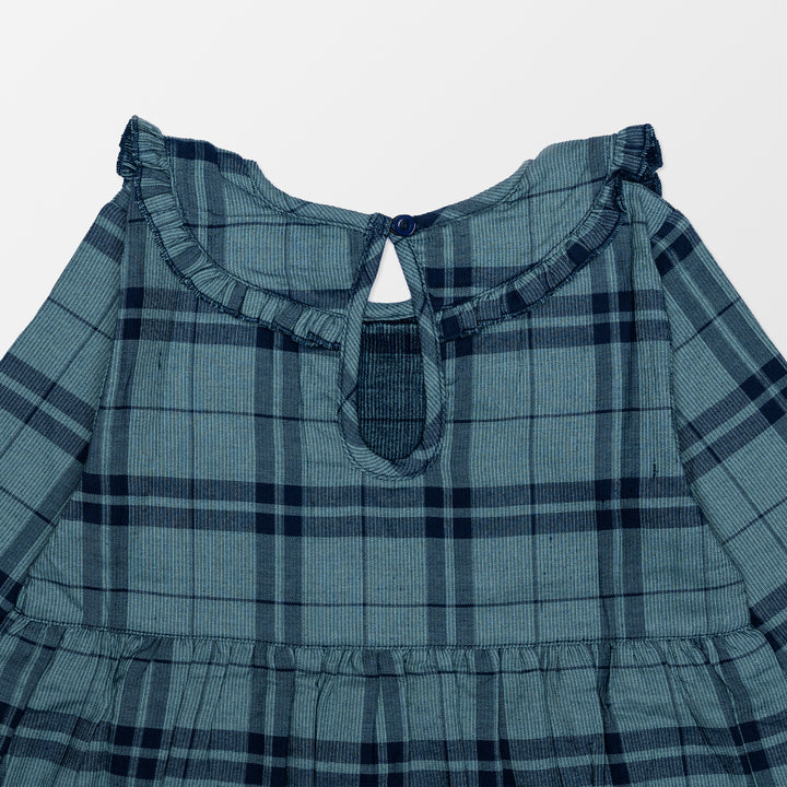 Eco-friendly woven check girls dress