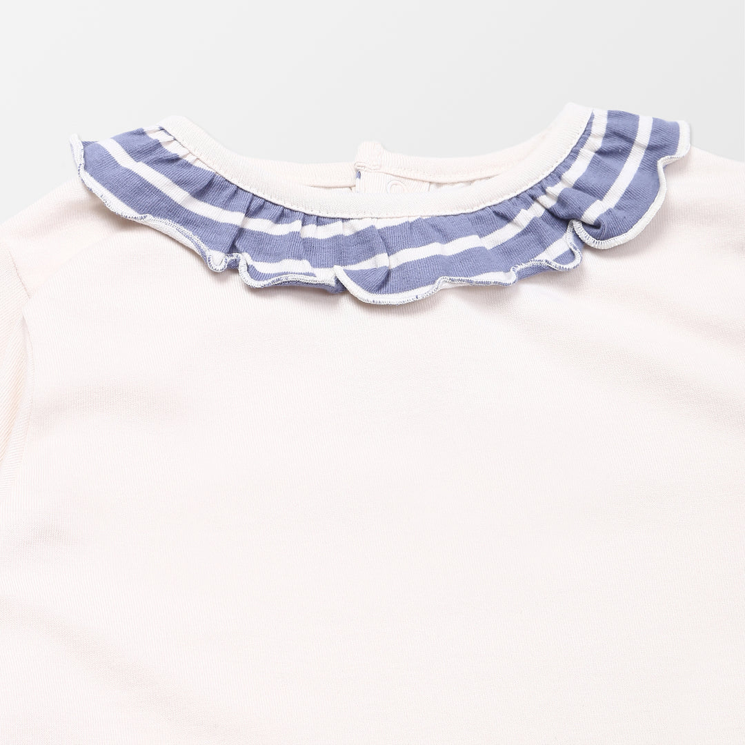 Blue stripe detail girls top