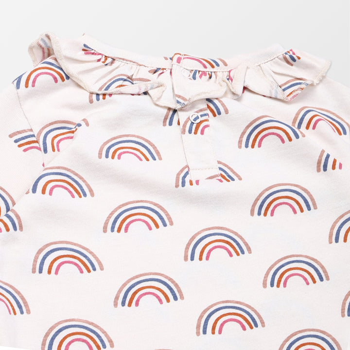 Rainbow printed girls organic top