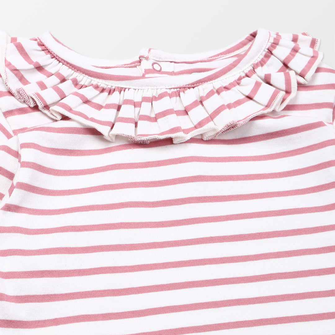 Organic cotton pink stripe kids top