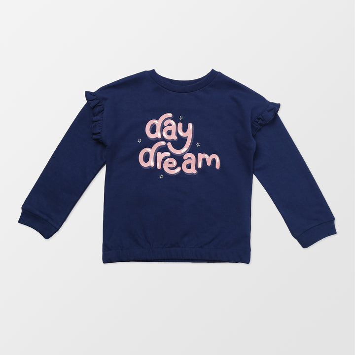 Organic cotton printed slogan girls sweatshirt