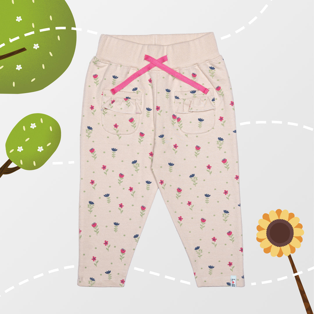 Organic cotton floral printed girls joggers