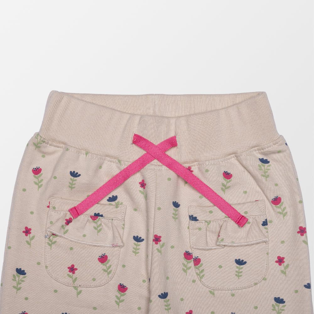 Sustainable organic cotton floral printed girls joggers