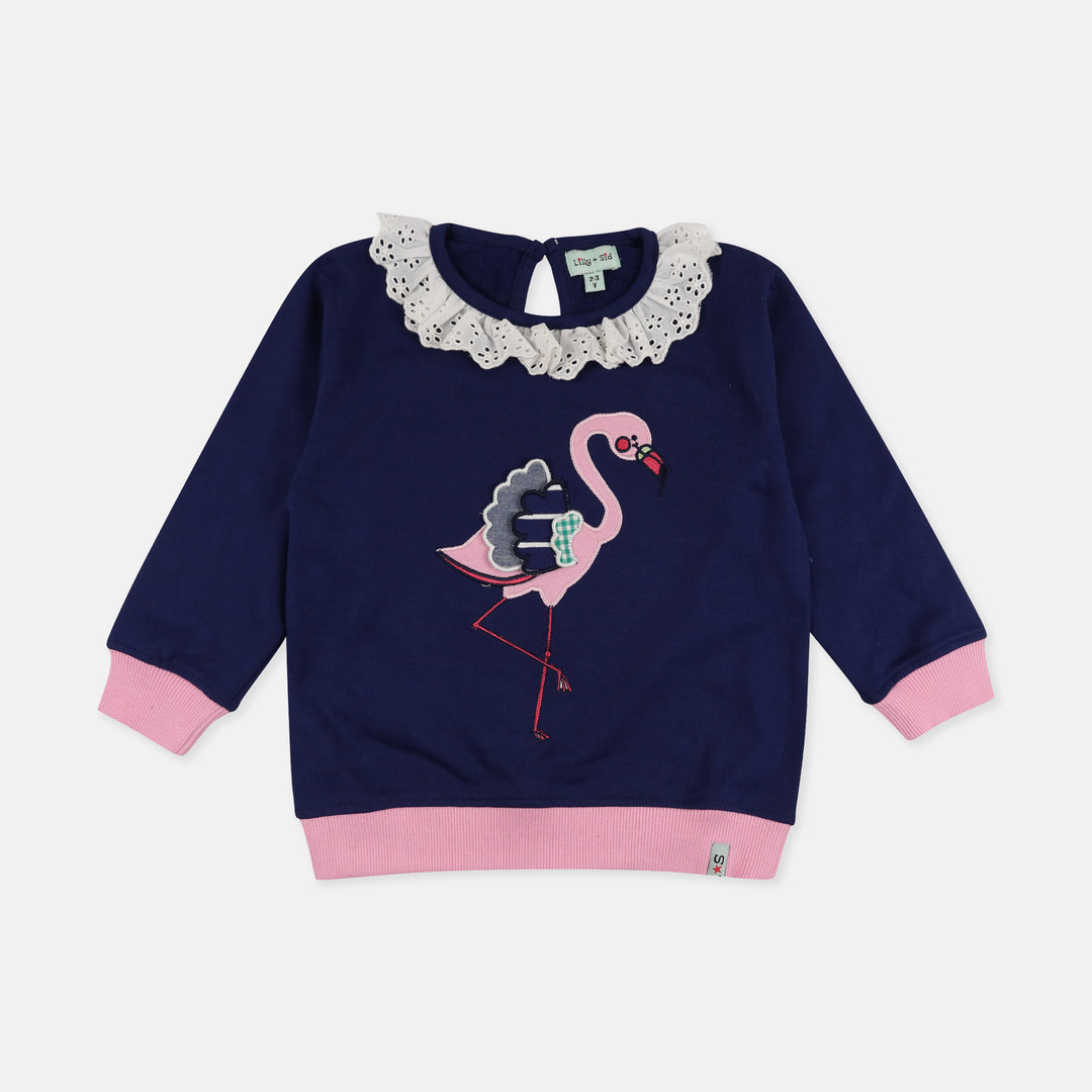 Organic cotton navy and pink sweatshirt