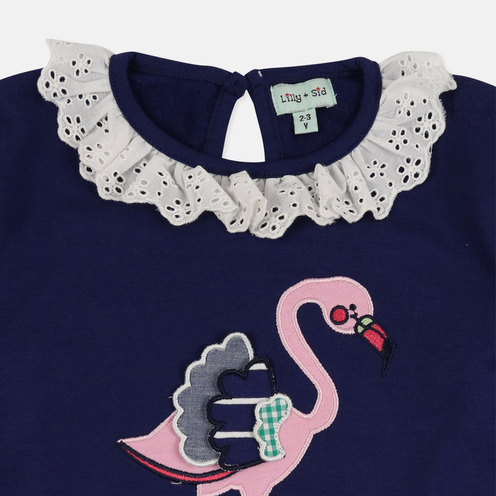 Applique flamingo sweatshirt