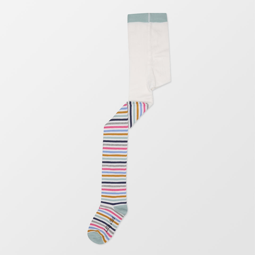 Organic and sustainable multi-coloured stripe girls tights
