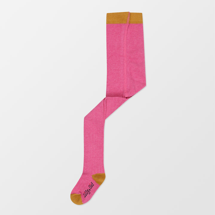 Organic and sustainable pink rib girls tights