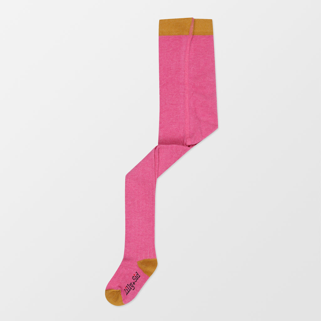 Organic and sustainable pink rib girls tights