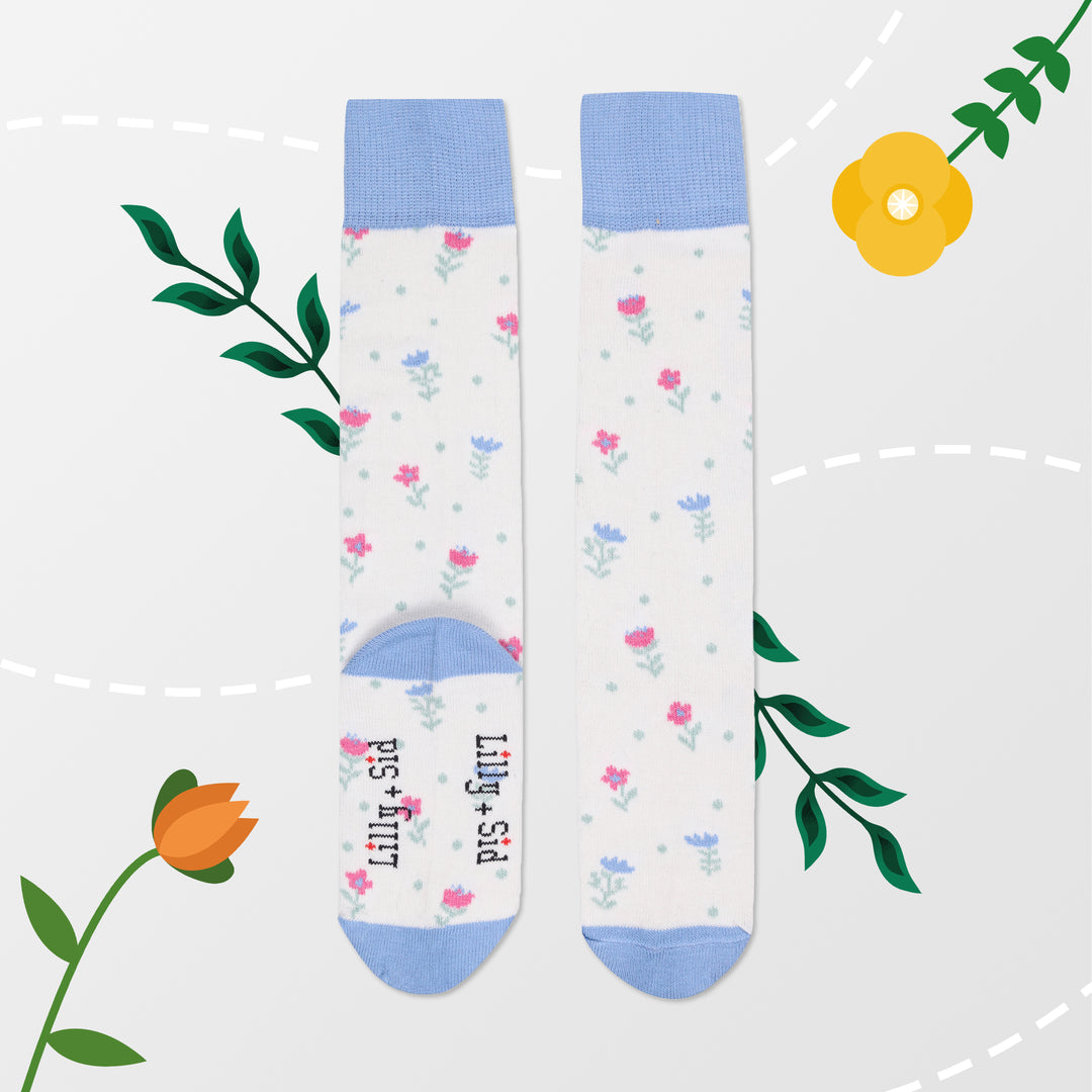 Organic and sustainable floral girls knee high socks