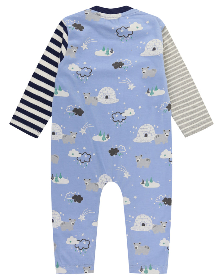 organic cotton igloo and stripe full sleeve romper with stripe hat - image 2