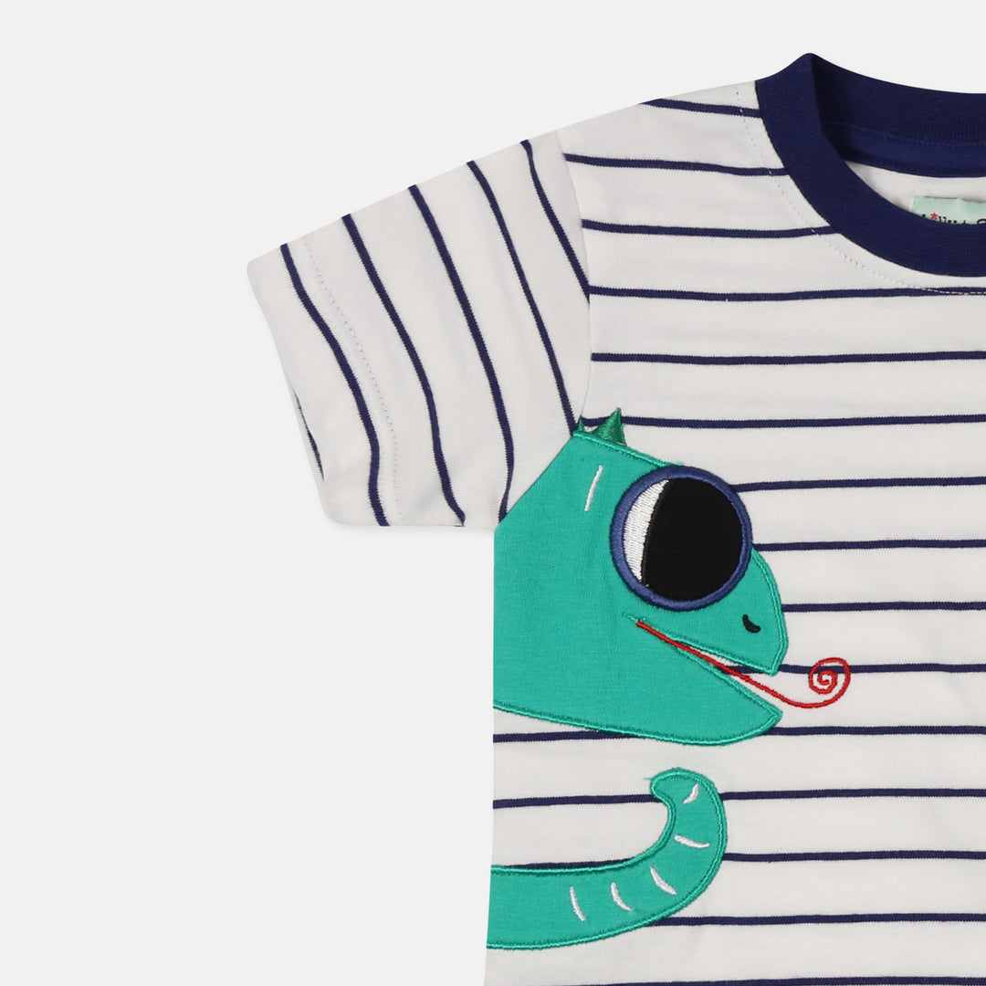 Lizard Applique T-Shirt & Chambray Shorts Set