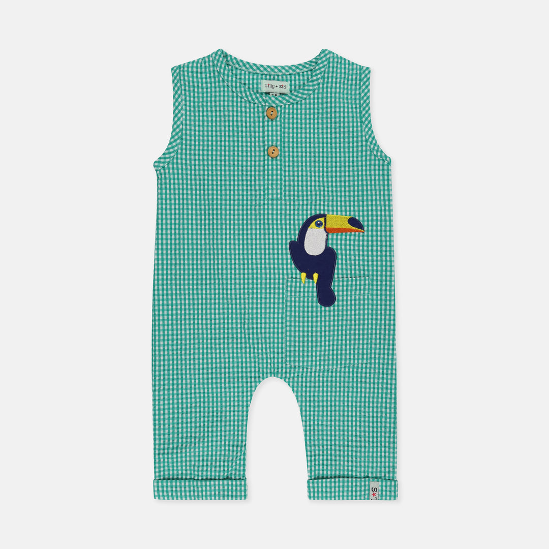 Toucan Gingham Dungarees