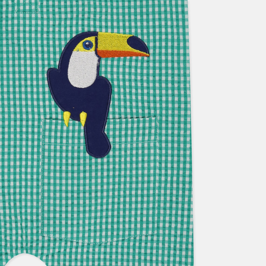 Toucan Gingham Dungarees