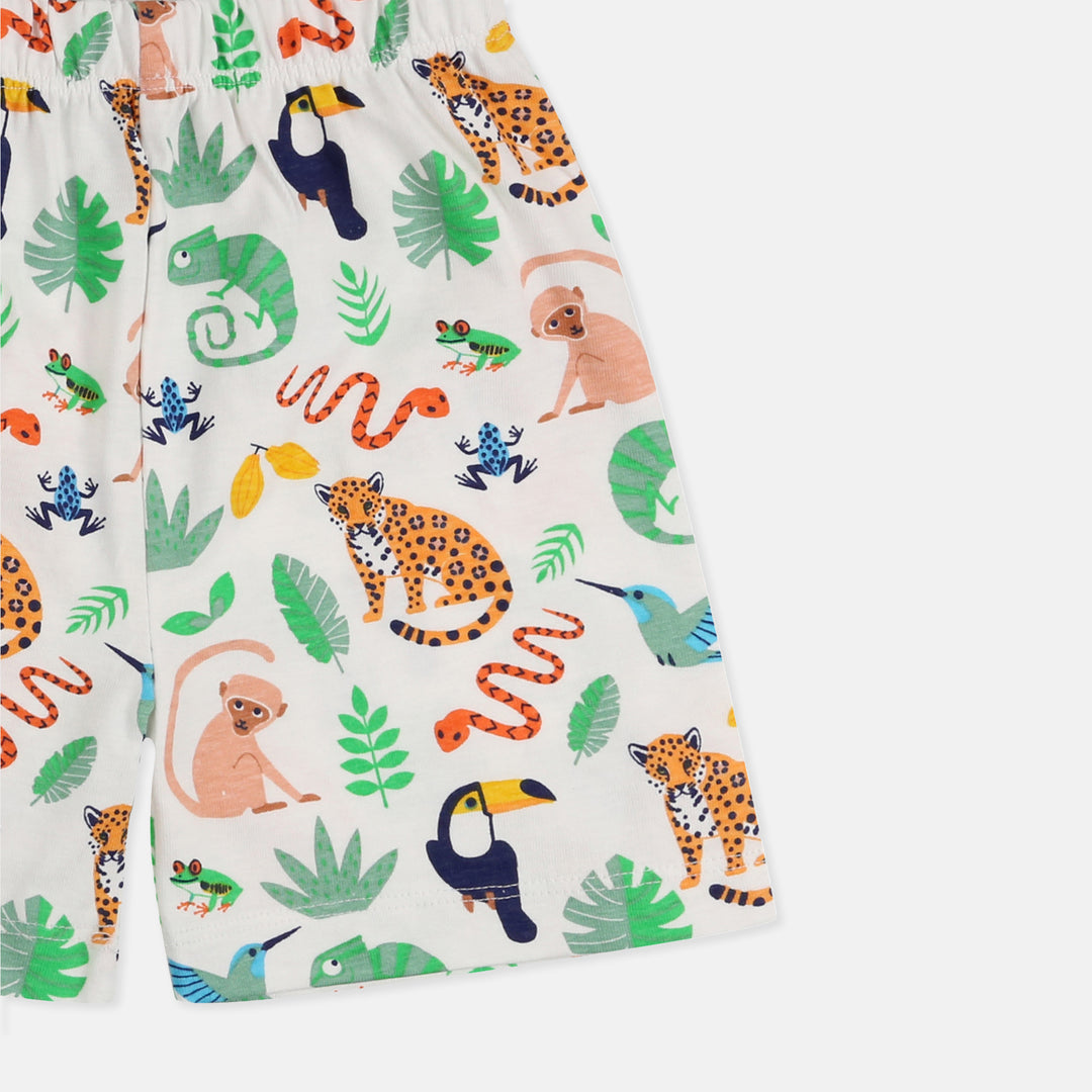 Stripe T-Shirt & Animals Shorts Set