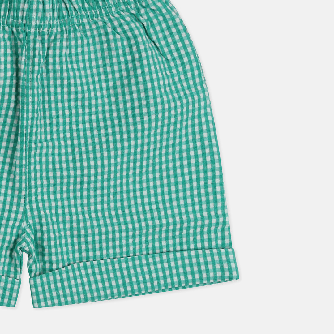 Gingham kids shorts in green