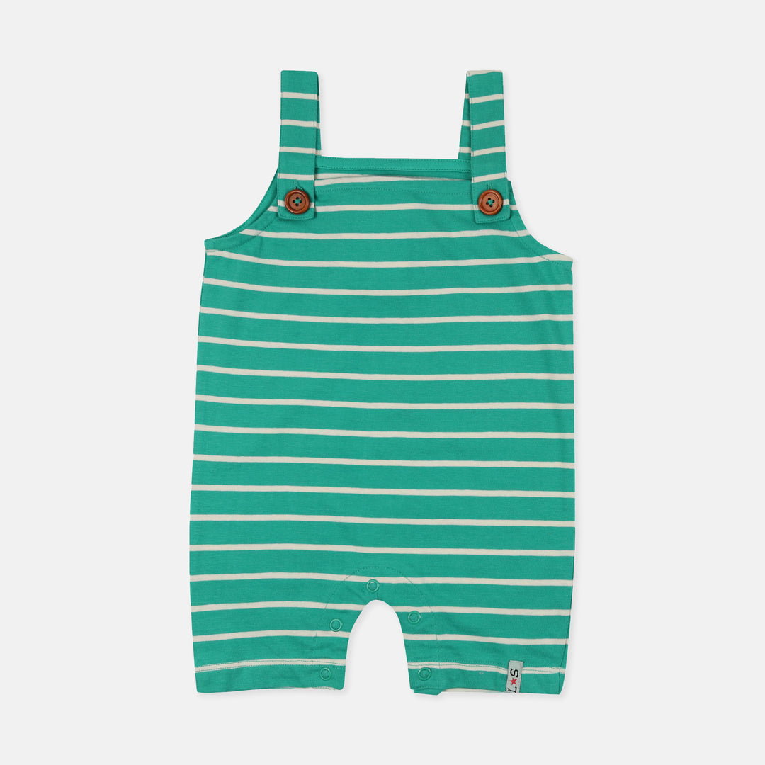 Stripes Shortie Dungarees & Animals T-Shirt Set