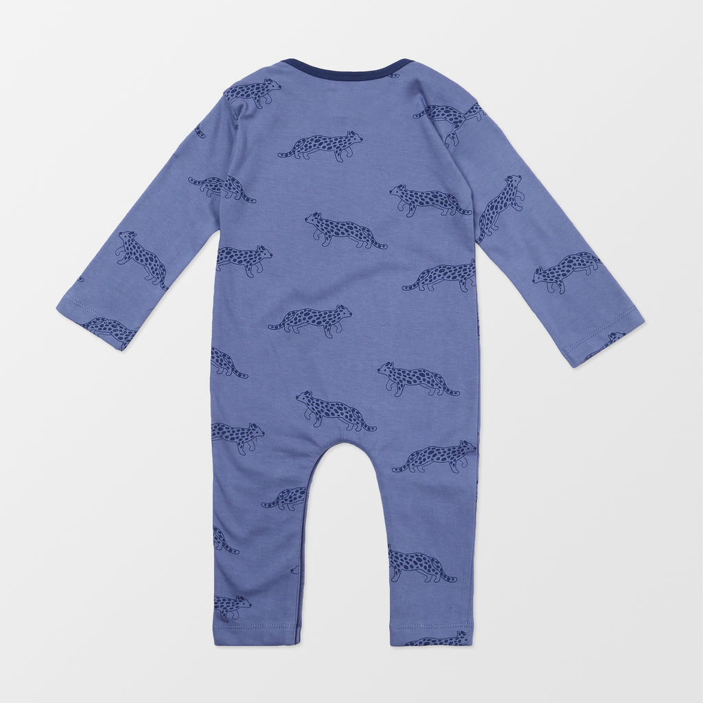Eco-friendly blue baby playsuit