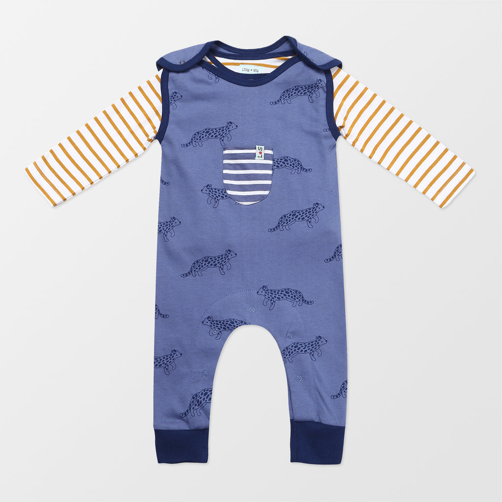 Sustainable organic cotton baby dungarees and baby top set
