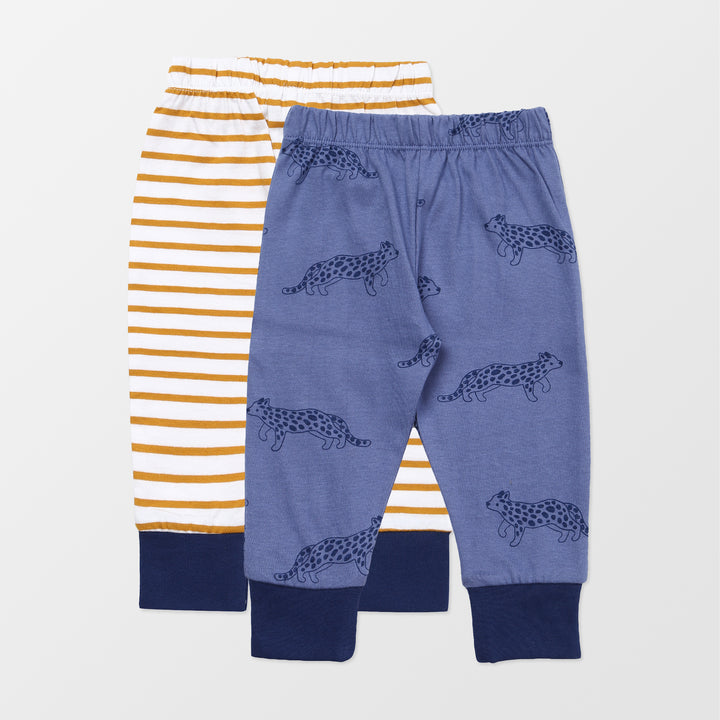 Organic cotton stripe baby leggings and leopard baby leggings set