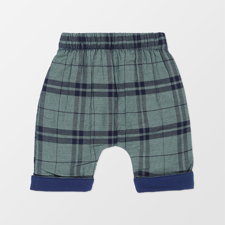 Navy and green baby trousers