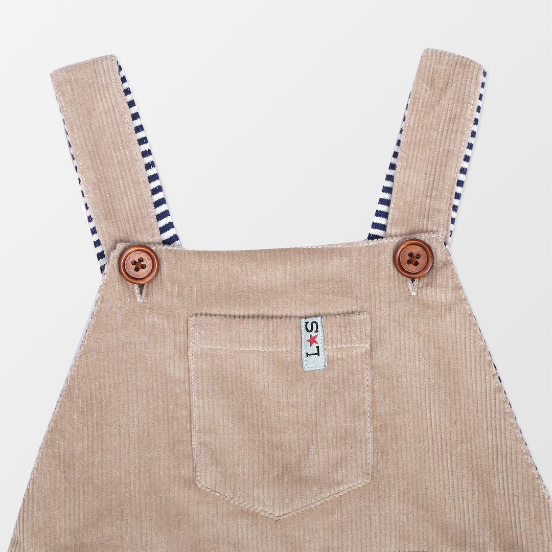 Sustainable organic cord stone baby dungarees