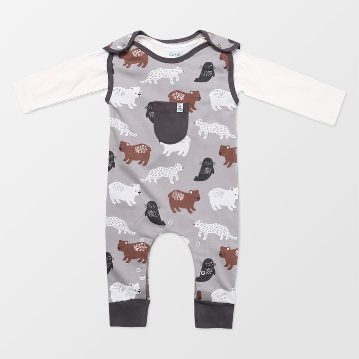 Sustainable baby Animals Print romper with a full sleeve top - image 1