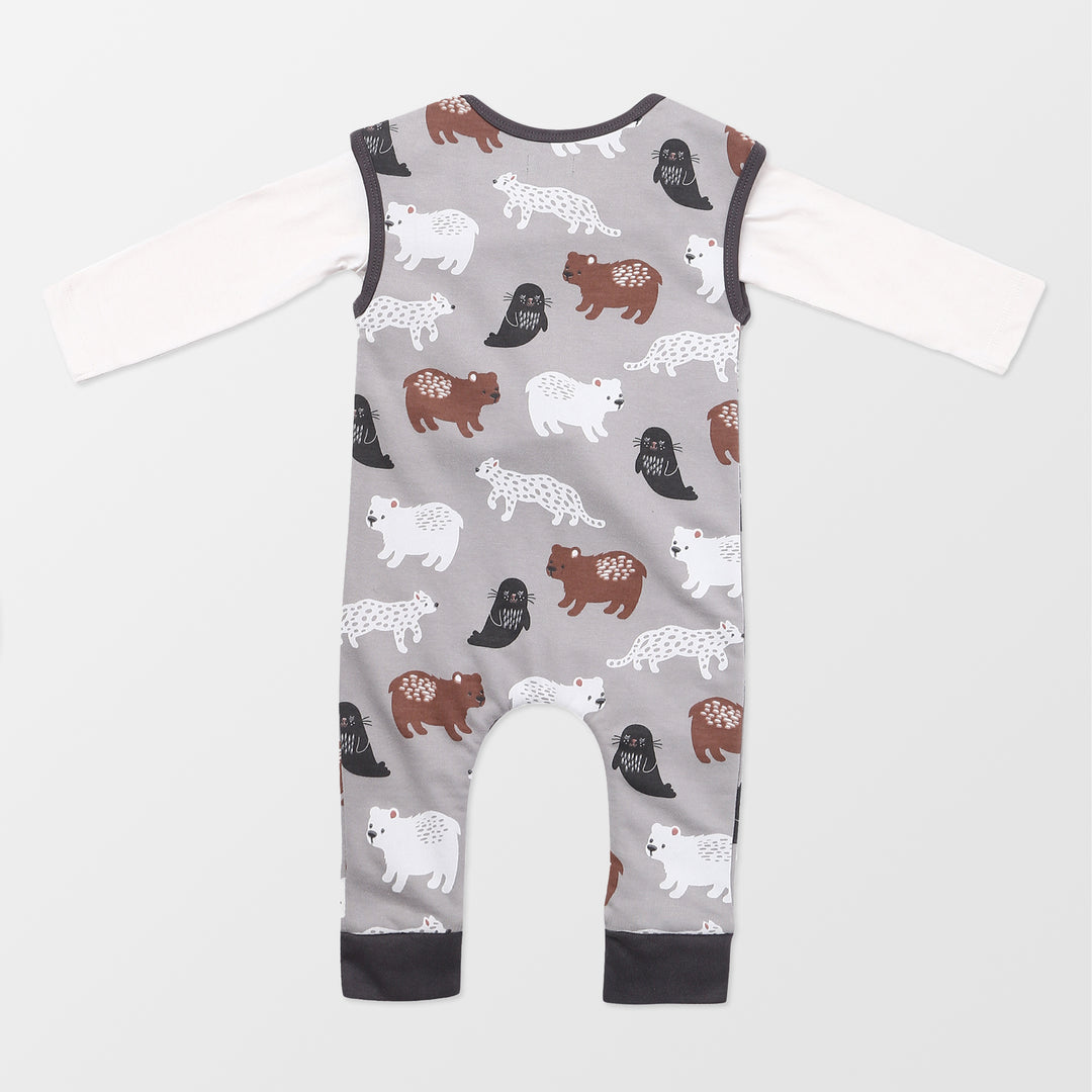 Sustainable baby Animals Print romper with a full sleeve top - image 3