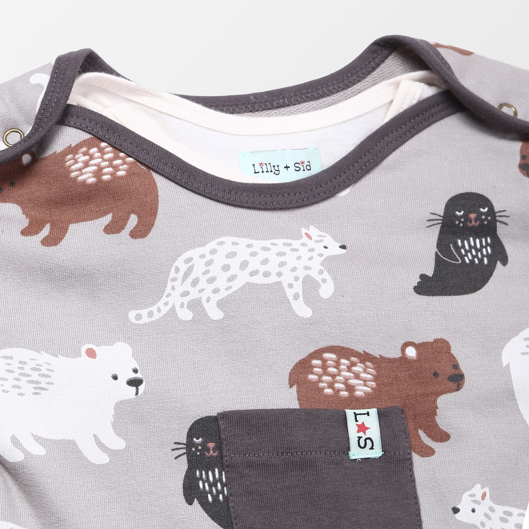 Sustainable baby Animals Print romper with a full sleeve top - image 2