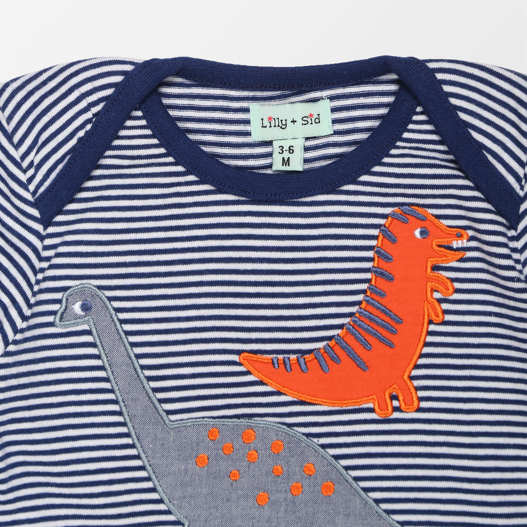 Organic cotton dino stripe baby top from baby set