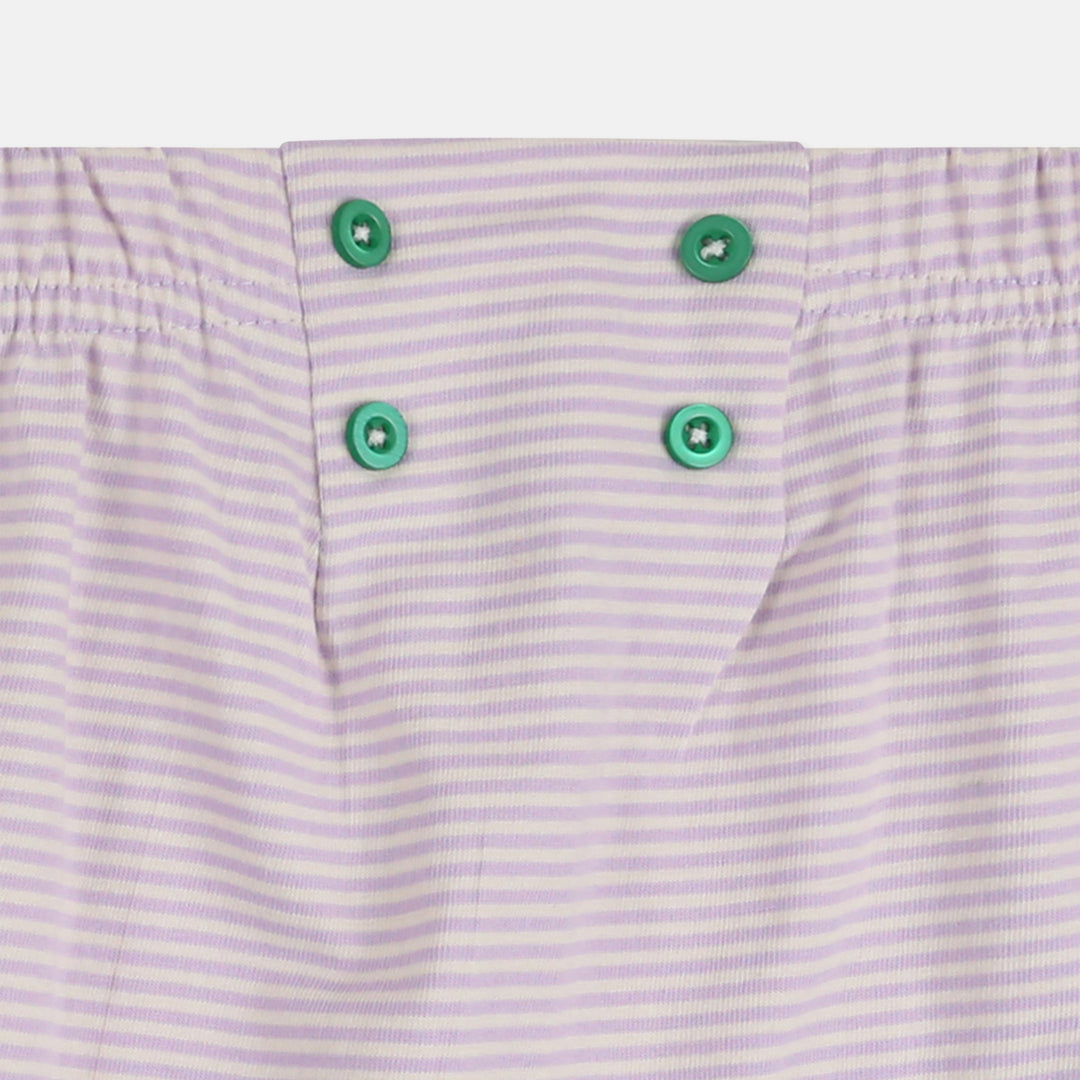 Eco-friendly baby girls lilac stripe shorts
