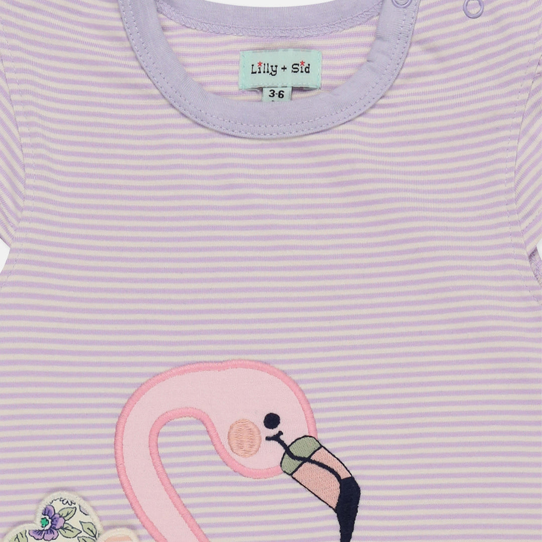 Purple stripe sustainable baby girls romper