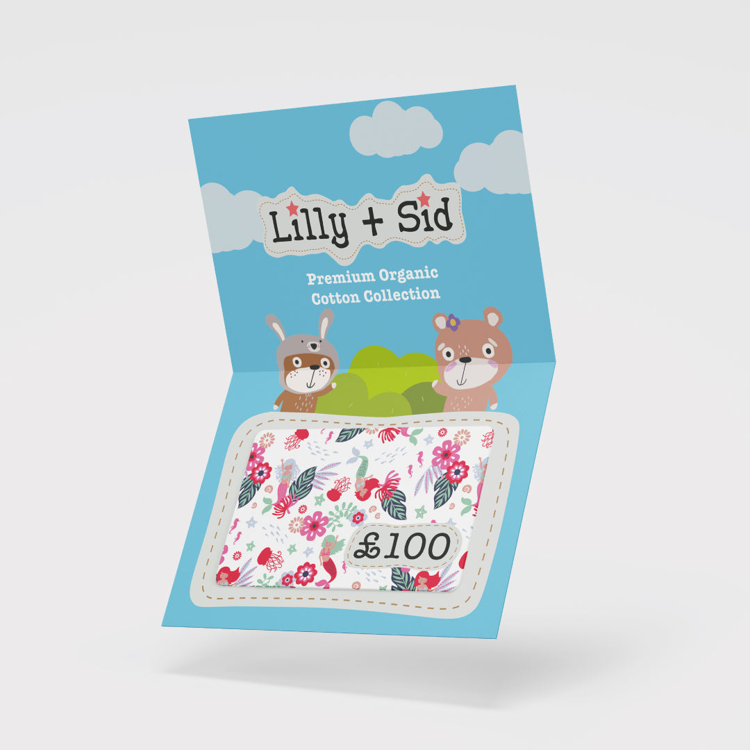 Eco-friendly organic cotton kids clothing gift card