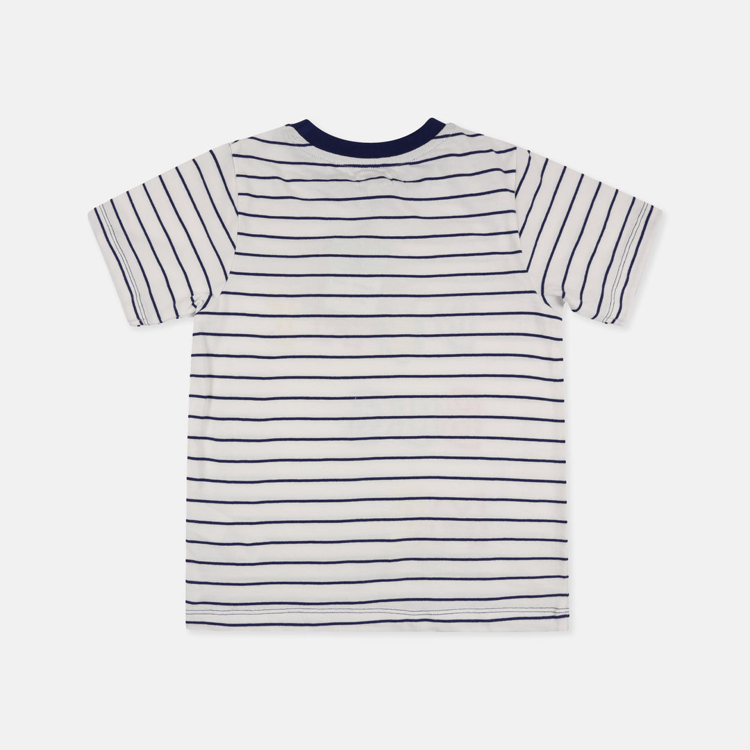 Navy stripe sustainable kids t-shirt