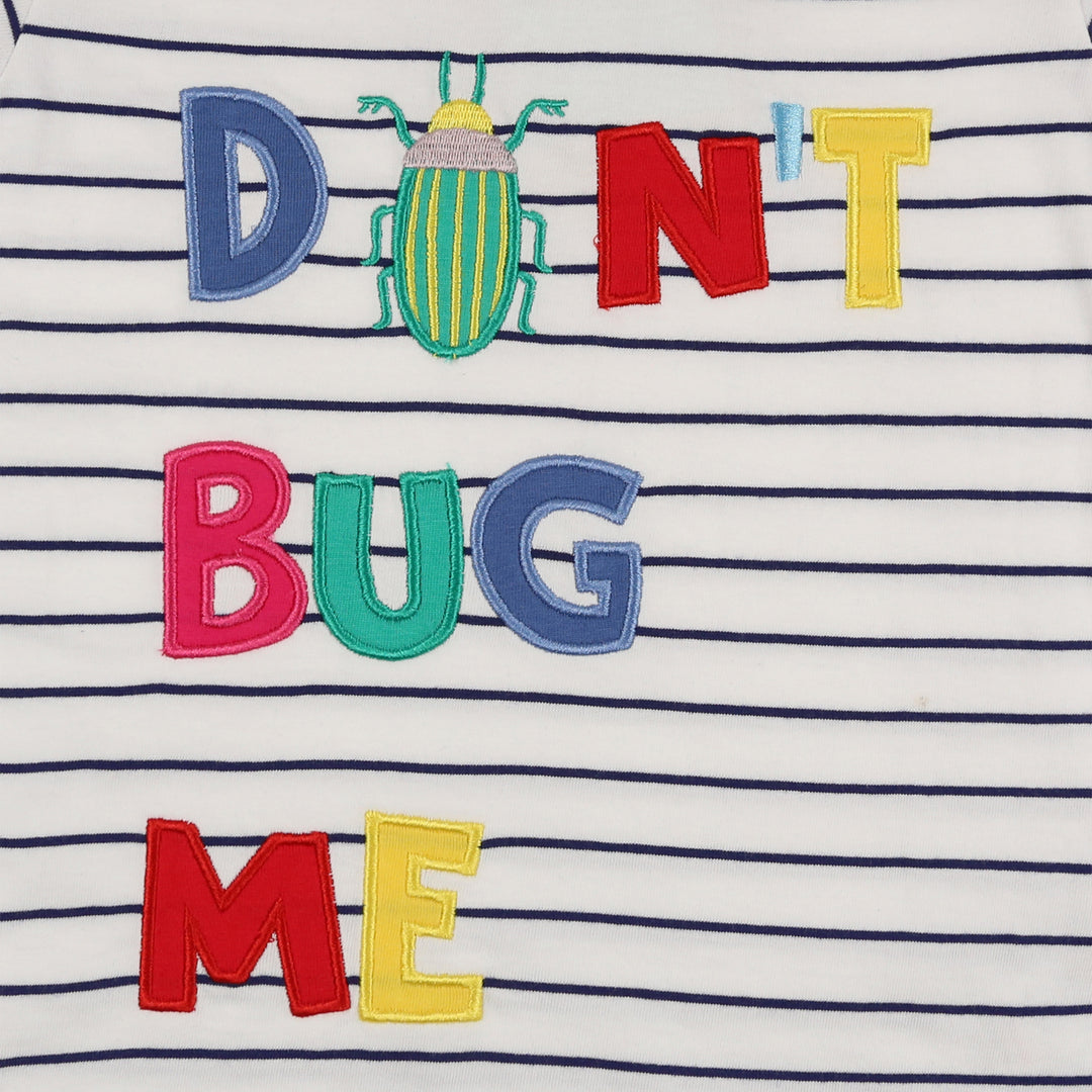 Organic cotton multi-coloured slogan bug t-shirt for kids