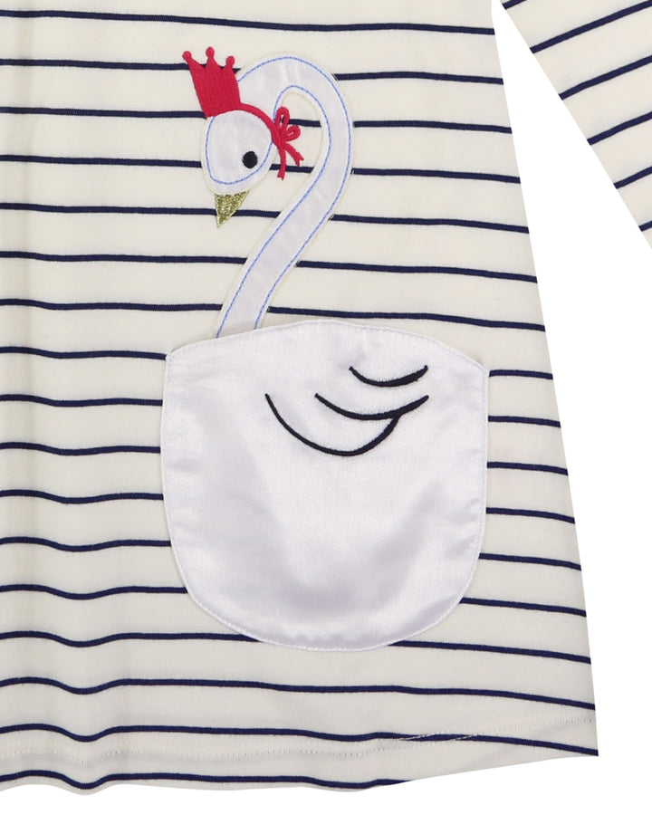 organic cotton Swan Pocket and stripe Jersey full sleeve Dress - image 3