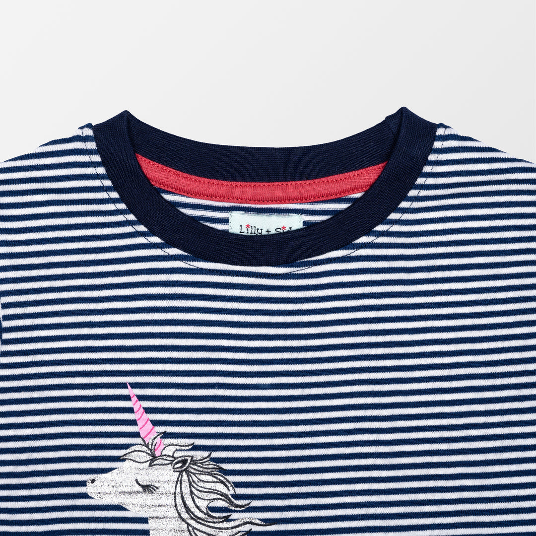 Unicorn stripe girls top