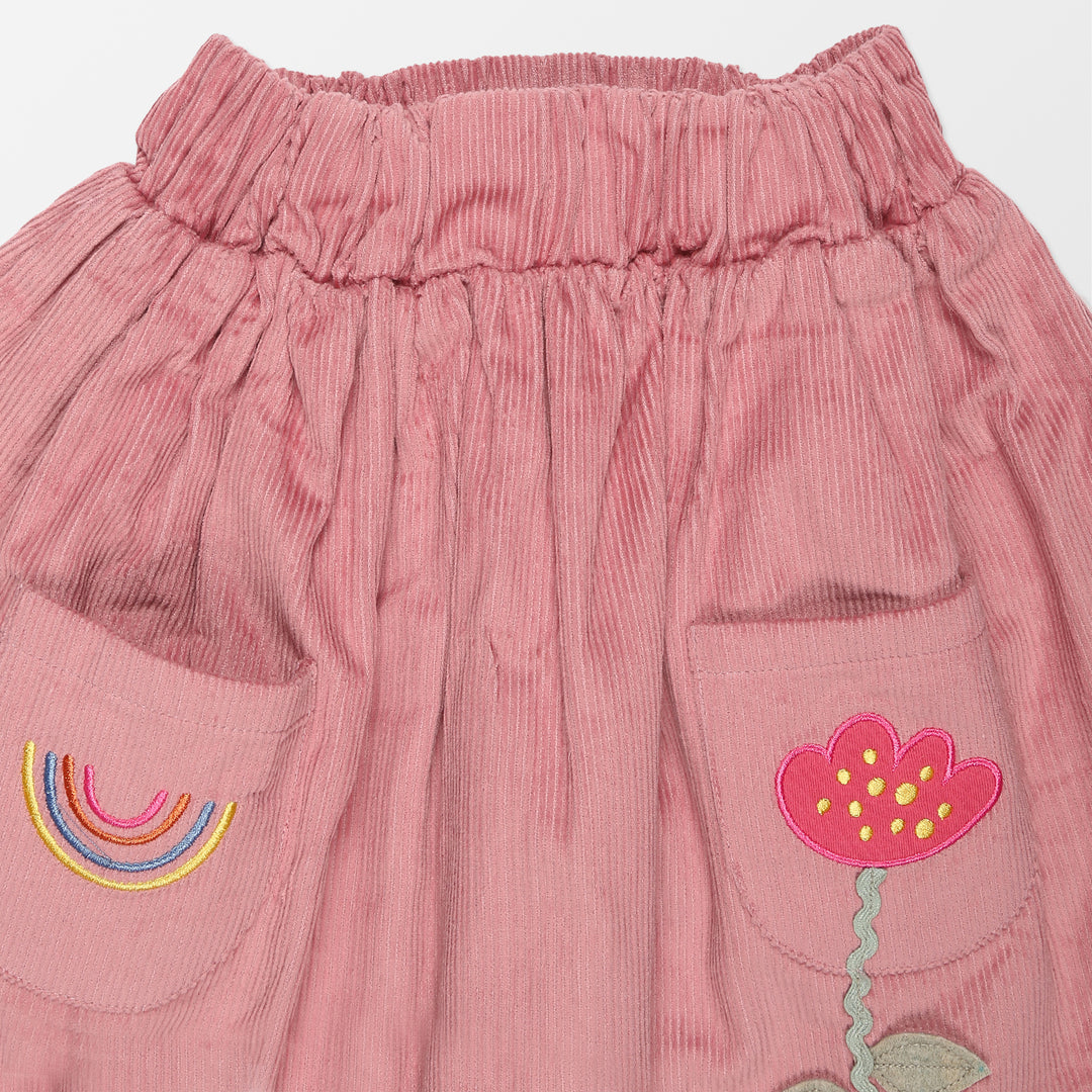 Applique pocket girls skirt