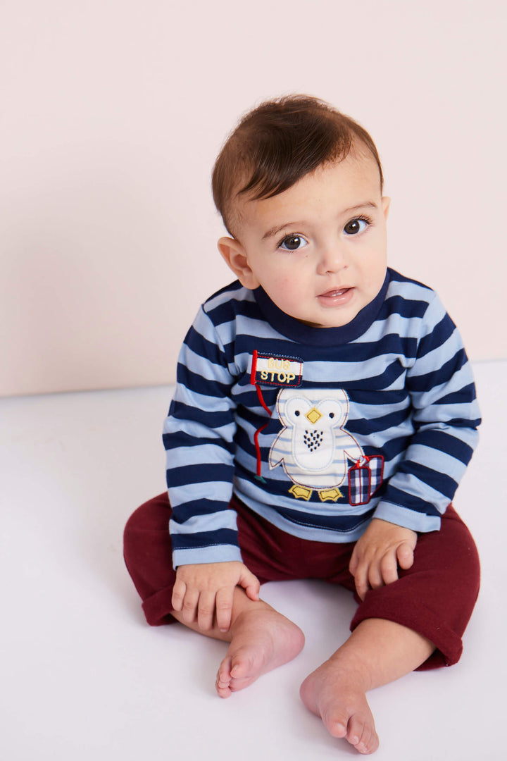 organic cotton stripe and penguin applique full sleeve top trouser set - image 6