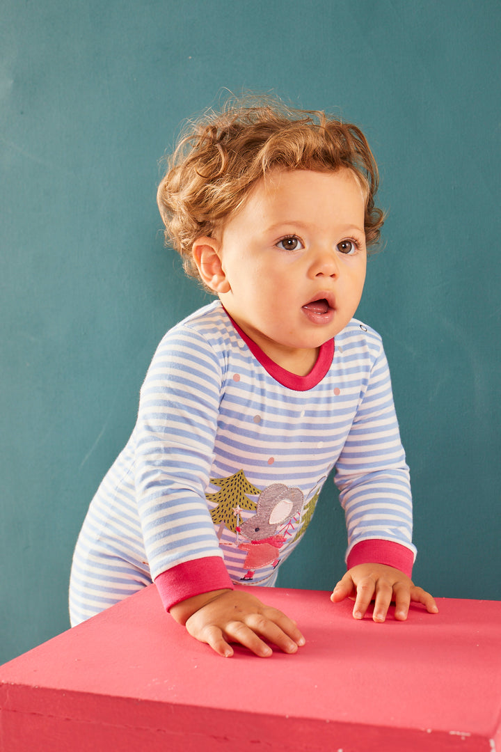 organic cotton mouse applique and stripe full sleeve romper - image 4
