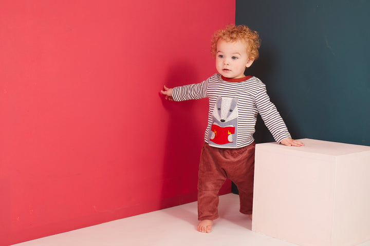 organic cotton Multicoloured Badger Applique Top And Trouser Set - image 5