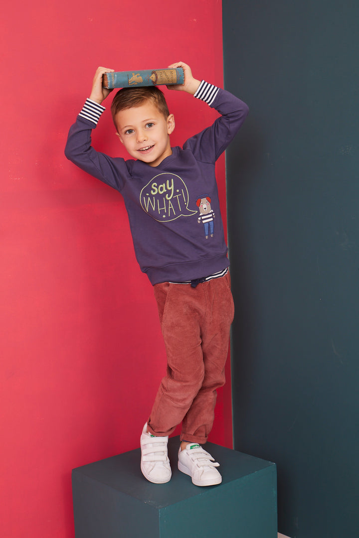 organic cotton Navy Say What Slogan Print full sleeve Sweatshirt - image 4