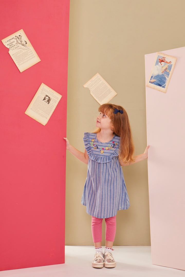 organic cotton kids FLORAL EMBROIDERED STRIPE DRESS - image 4