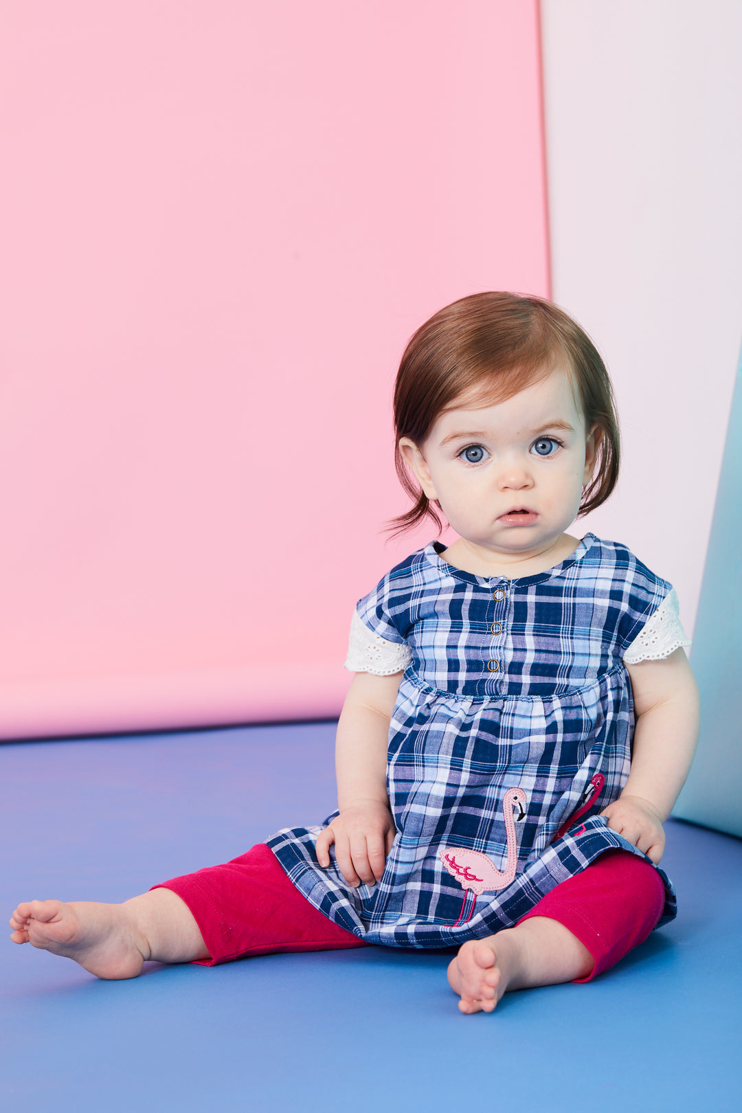 organic cotton Flamingo applique and Check Dress And Leggings Set - image 5