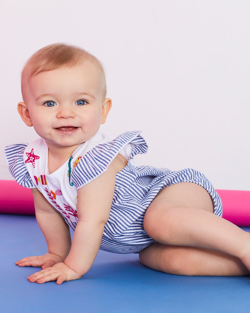 organic cotton stripe and applique sleeveless romper - image 4