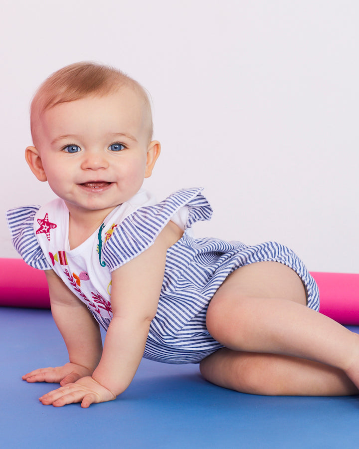 organic cotton stripe and applique sleeveless romper - image 4